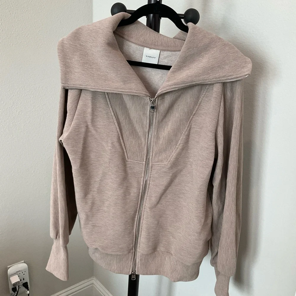 Varley Beige Ribbed Zip-Up Jacket - Picture 2 of 5